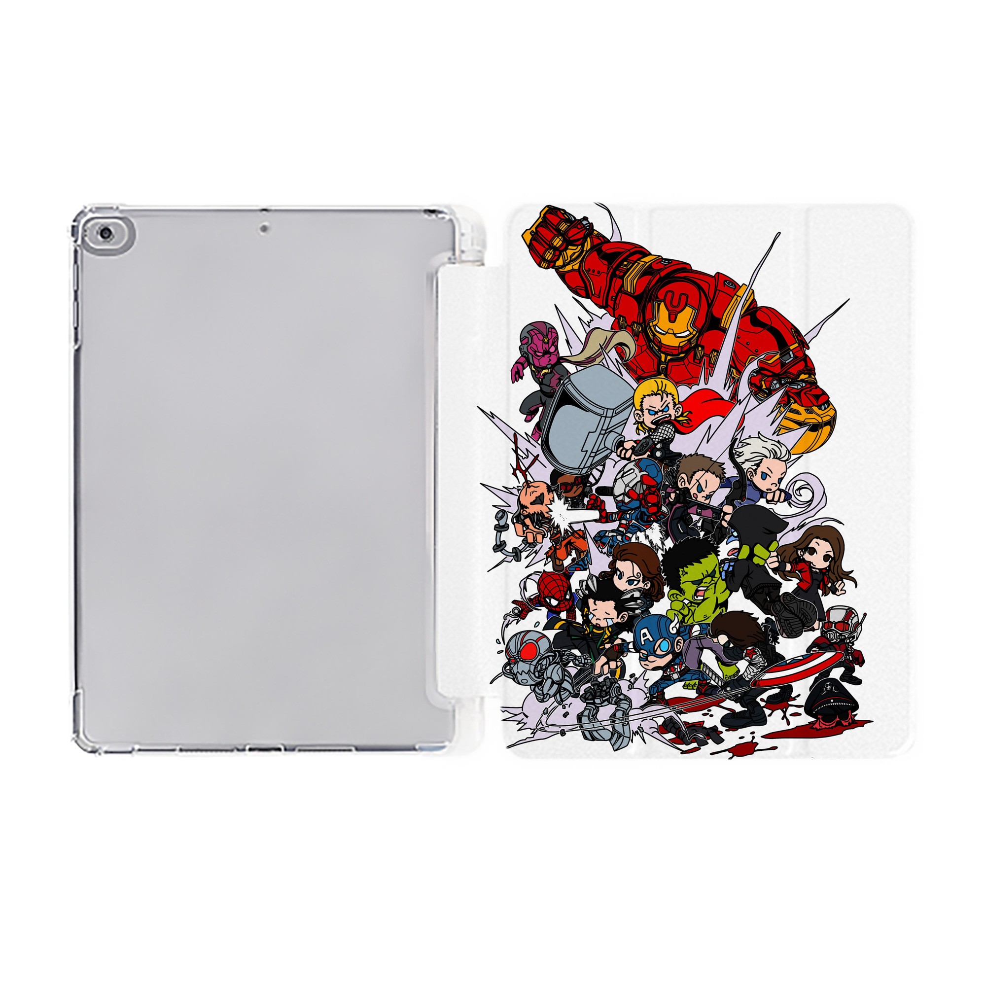 （画像用） アベンジャーズ The Avengers IPad ケース ペン収納付き 三つ折りスタンド PUレザー×シリコン 対応機種9.5/10.5/10.9インチ